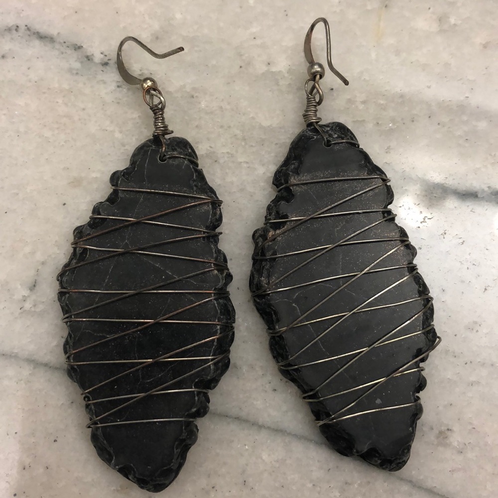 Black stone earrings